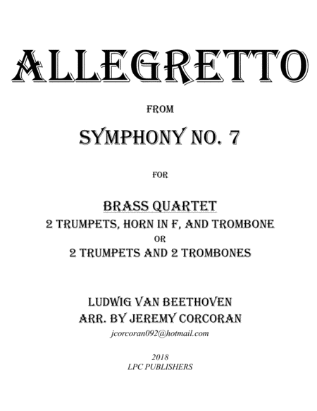 Free Sheet Music Allegretto From Symphony No 7 For Brass Quartet