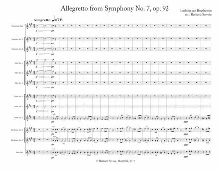 Free Sheet Music Allegretto From Symphony No 7 Op 92