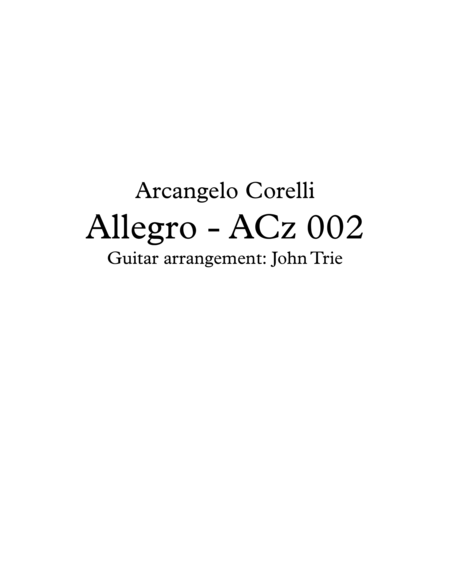 Allegro Acz002 Sheet Music