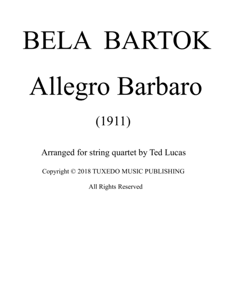 Allegro Barbaro 1 Full Score Sheet Music