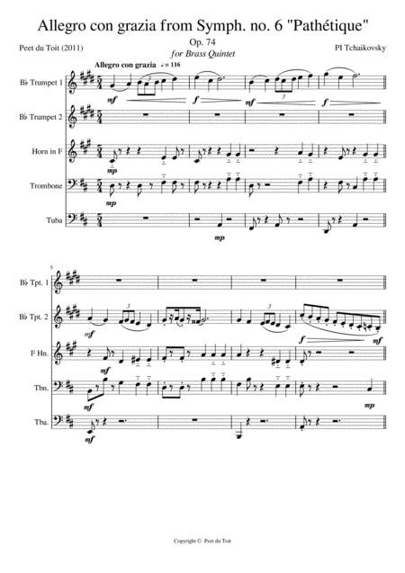 Allegro Con Grazia From Symphony No 6 Pathtique Op 74 Pi Tchaikovsky Brass Quintet Sheet Music