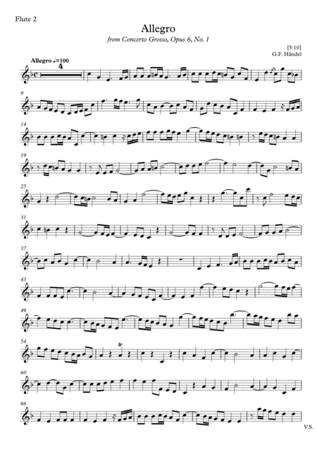 Free Sheet Music Allegro From Concerto Grosso Opus 6 No 1 G F Hndel