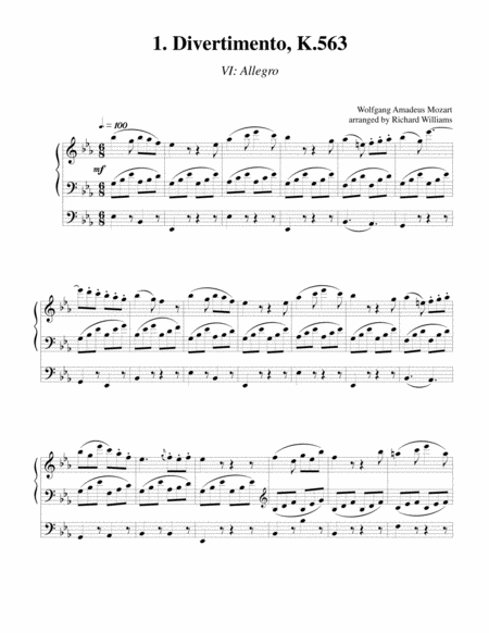 Allegro From Divertimento In E Flat Sheet Music