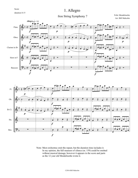 Allegro From String Symphony 7 Sheet Music