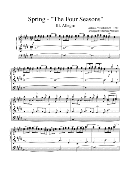 Free Sheet Music Allegro Iii From Spring Of The Four Seasons