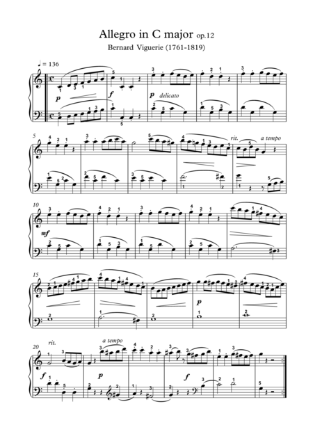 Allegro In C Major Sheet Music