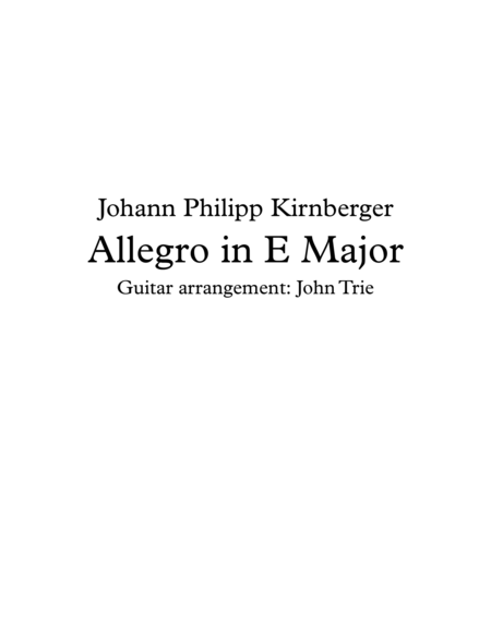 Free Sheet Music Allegro In E Major Tab