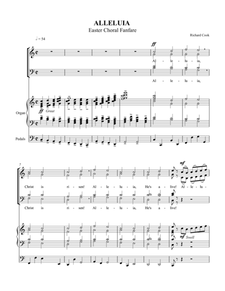 Free Sheet Music Alleluia Easter Choral Fanfare Organ Vocal