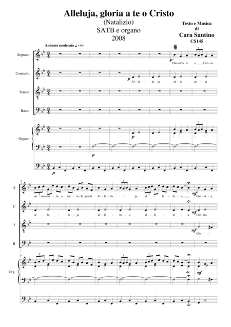 Free Sheet Music Allelula Gloria A Te O Cristo Satb E Organo
