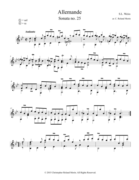 Free Sheet Music Allemande Sonata No 25
