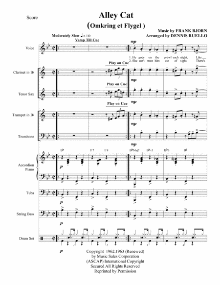 Alley Cat Vocal Or Instrumental German Band Oktoberfest Intermediate Sheet Music