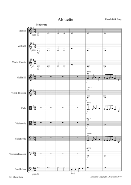 Free Sheet Music Allouette