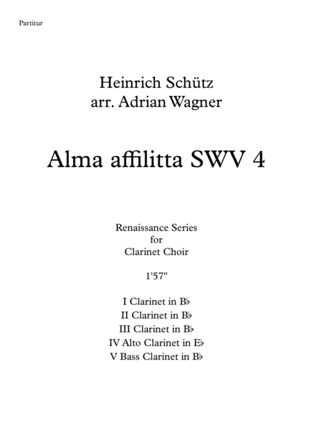 Free Sheet Music Alma Affilitta Swv 4 Heinrich Schtz Clarinet Choir Arr Adrian Wagner