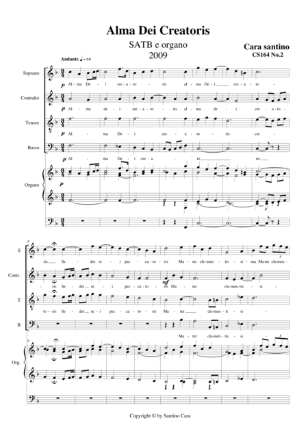 Alma Dei Creatoris Choir Satb And Organ Sheet Music