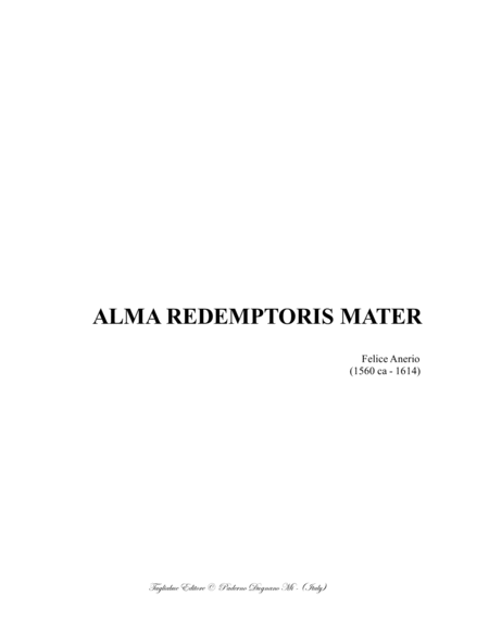 Alma Redemptoris Mater F Anerio For Sst Choir Sheet Music