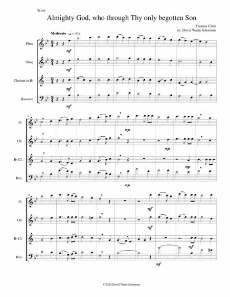 Almighty God Who Through Thy Only Begotten Son Easter Motet For Wind Quartet Sheet Music