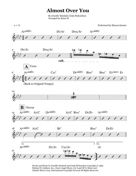 Almost Over You Lead Sheet Performed By Sheena Easton Sheet Music