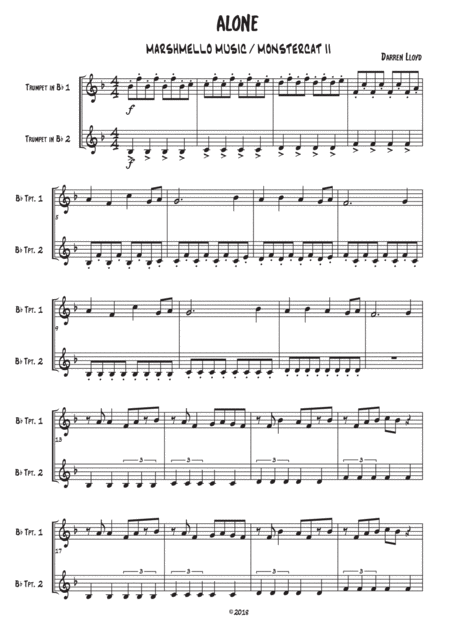 Alone Trumpet Duet Sheet Music