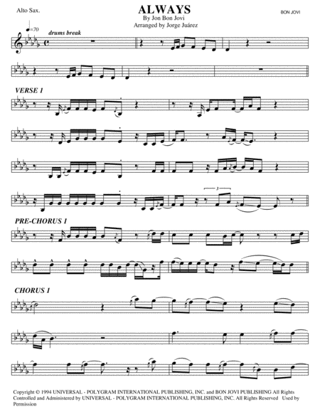 Free Sheet Music Always Alto Sax