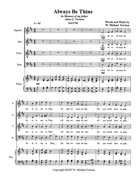 Free Sheet Music Always Be Thine