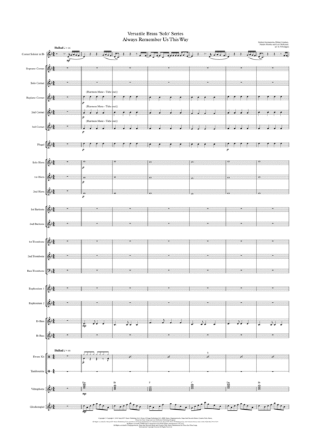 Always Remember Us This Way Cornet Solo With Brass Band Sheet Music