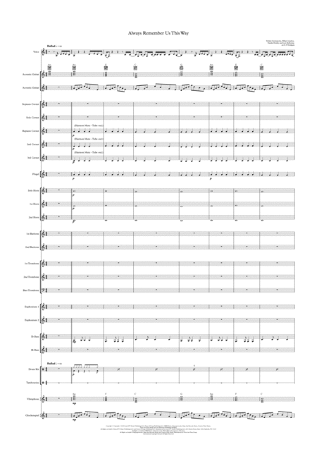 Always Remember Us This Way Vocal With Brass Band And Guitar Accompaniment Sheet Music