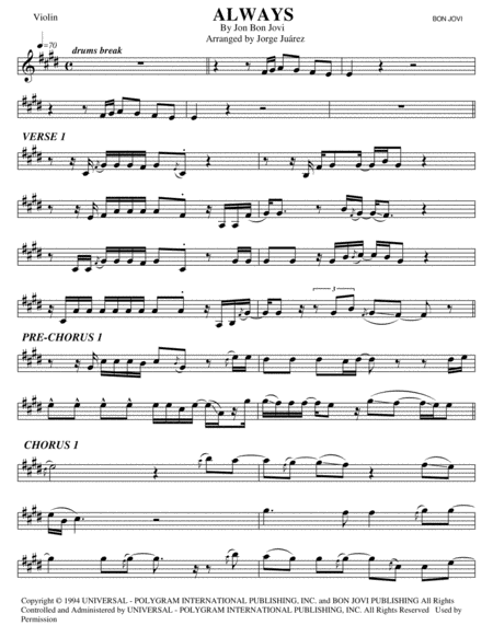 Always Violin Sheet Music