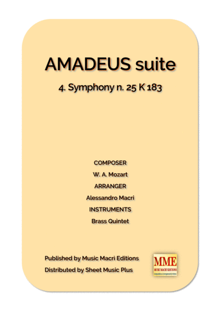 Amadeus Suite 4 Symphony N 25 K 183 Sheet Music