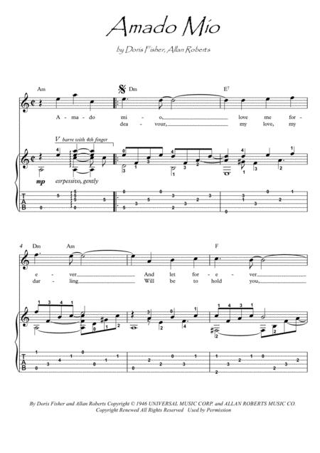 Amado Mio Guitar Fingerstyle Sheet Music