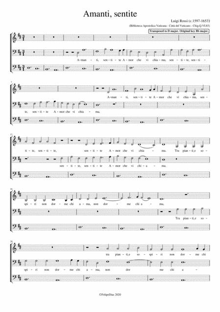 Amanti Sentite D Major Sheet Music