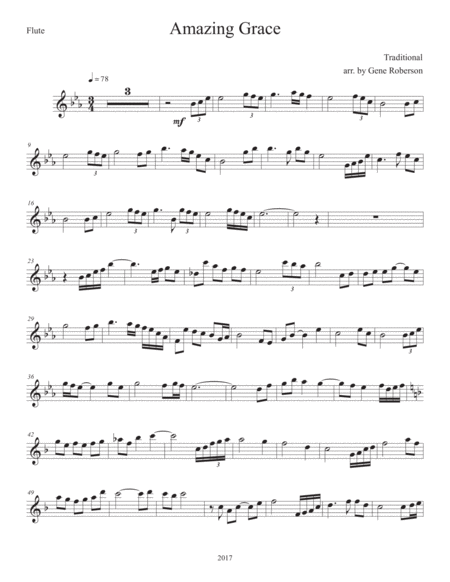 Free Sheet Music Amazing Grace Advanced Flute Solo