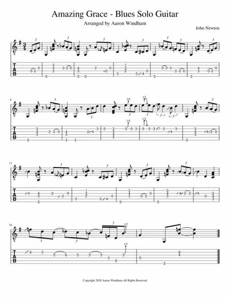 Free Sheet Music Amazing Grace Blues Guitar