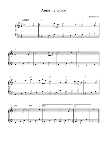 Amazing Grace Easy Version Sheet Music