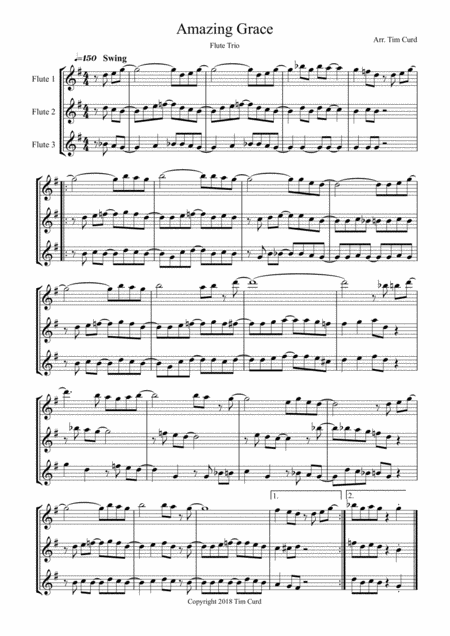 Amazing Grace Flute Trio Sheet Music