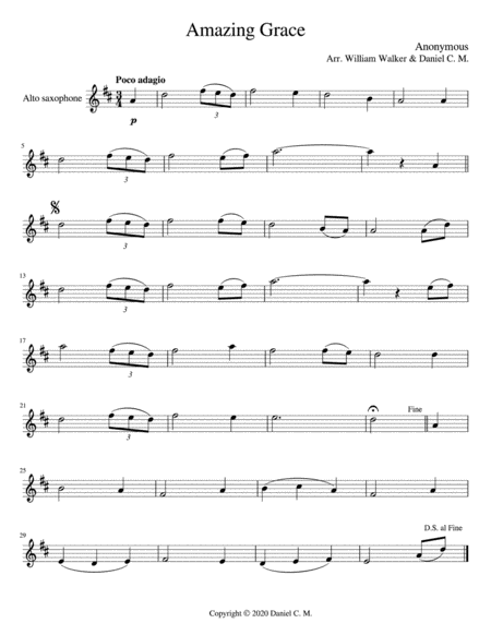 Amazing Grace For Alto Saxophone And Piano Sheet Music