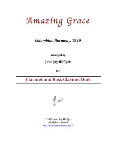 Amazing Grace For Clarinet And Bass Clarinet Sheet Music