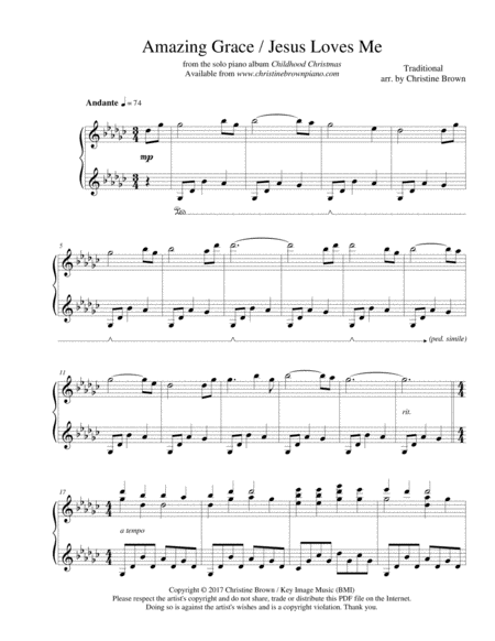 Free Sheet Music Amazing Grace Jesus Loves Me