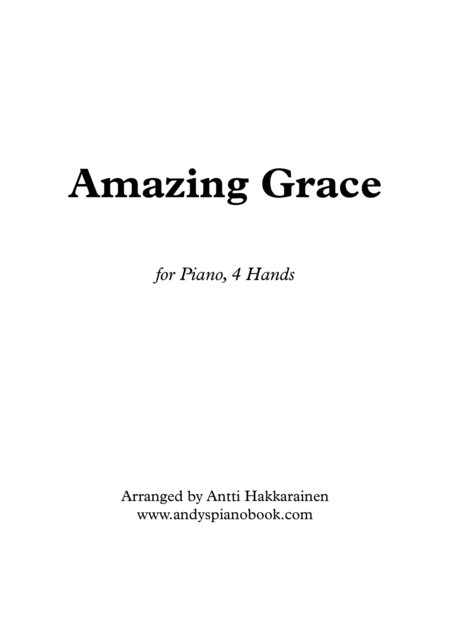 Amazing Grace Piano 4 Hands Easy Primo Part Sheet Music