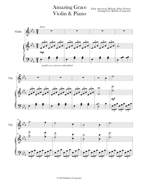 Free Sheet Music Amazing Grace Piano And Violin