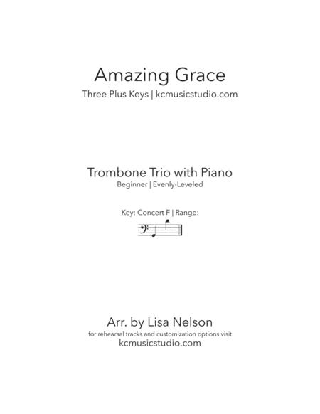 Amazing Grace Trombone Trio With Piano Accompaniment Sheet Music