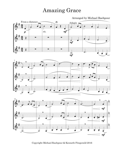 Free Sheet Music Amazing Grace Trumpet Trio