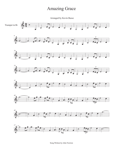 Amazing Grace Trumpet Sheet Music