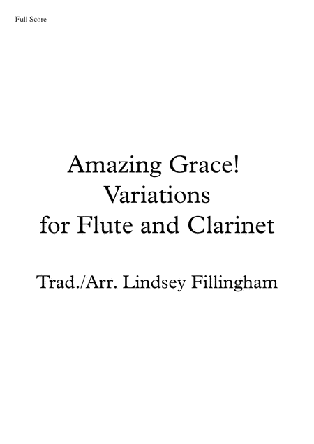 Amazing Grace Variations For Flute And Clarinet Sheet Music