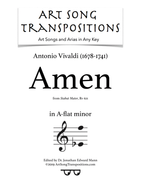 Amen Transposed To A Flat Minor Sheet Music