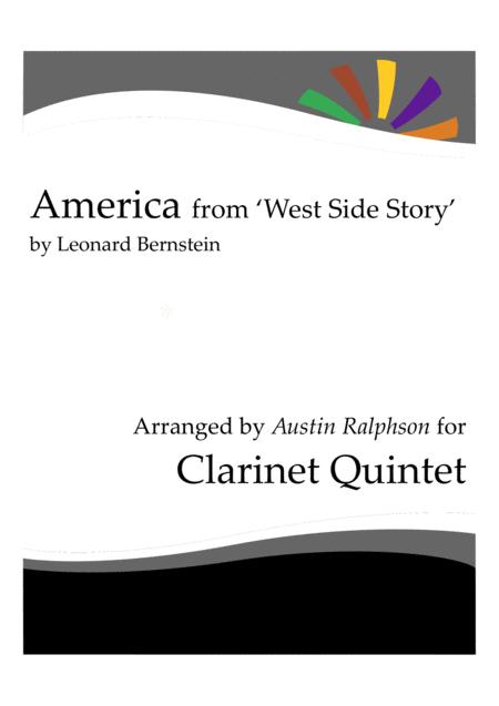 Free Sheet Music America From West Side Story Clarinet Quintet
