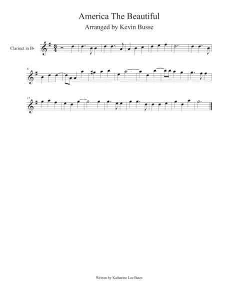 America The Beautiful Clarinet Sheet Music