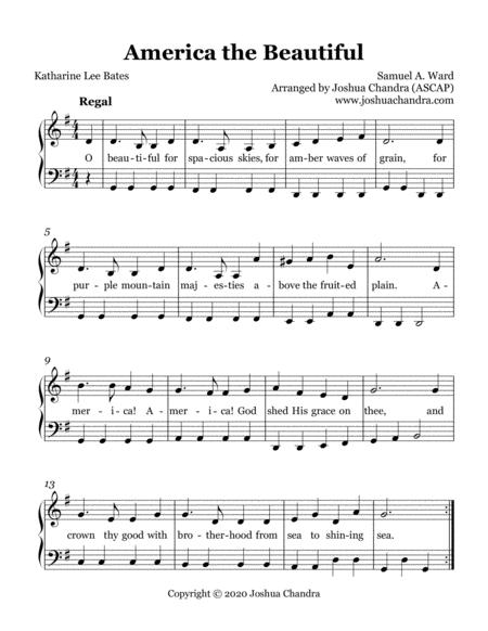 Free Sheet Music America The Beautiful Easy Piano