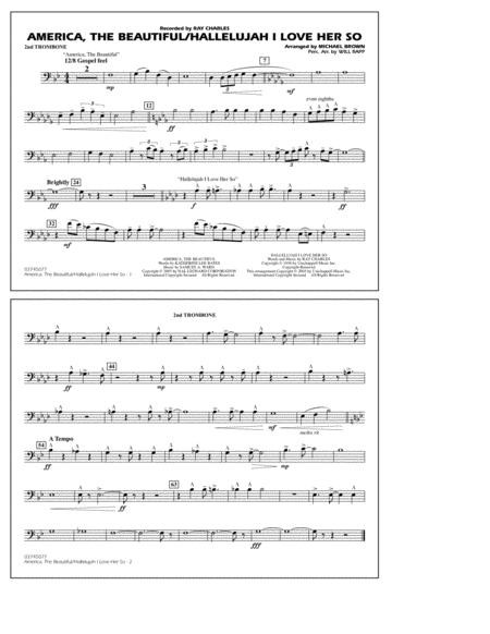 America The Beautiful Hallelujah I Love Her So Arr Michael Brown 2nd Trombone Sheet Music