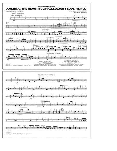 America The Beautiful Hallelujah I Love Her So Arr Michael Brown Multiple Bass Drums Sheet Music