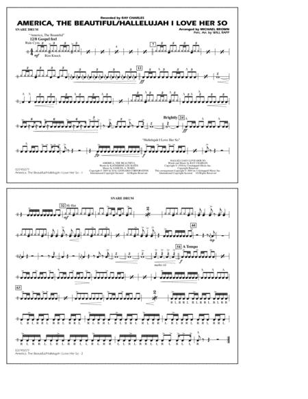 Free Sheet Music America The Beautiful Hallelujah I Love Her So Arr Michael Brown Snare Drum